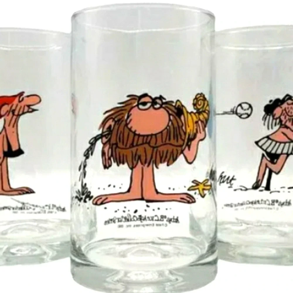 Vintage B.C. Comic Johnny‎ Hart Caveman Drinking Collectable Glass Tumbler